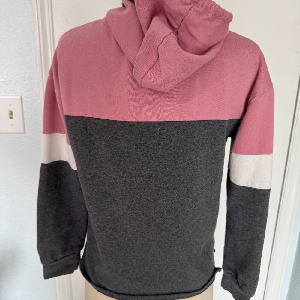 Disney Pink & Gray Colorblock Hoodie Medium Mickey Logo Sweatshirt - Picture 5 of 10